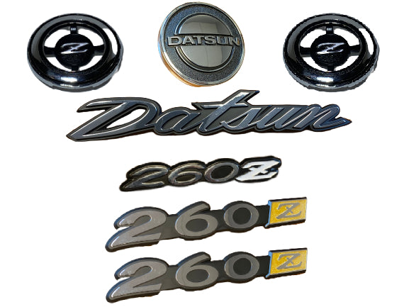Datsun 260z complete emblem set NEW 1974 | Resurrected Classics