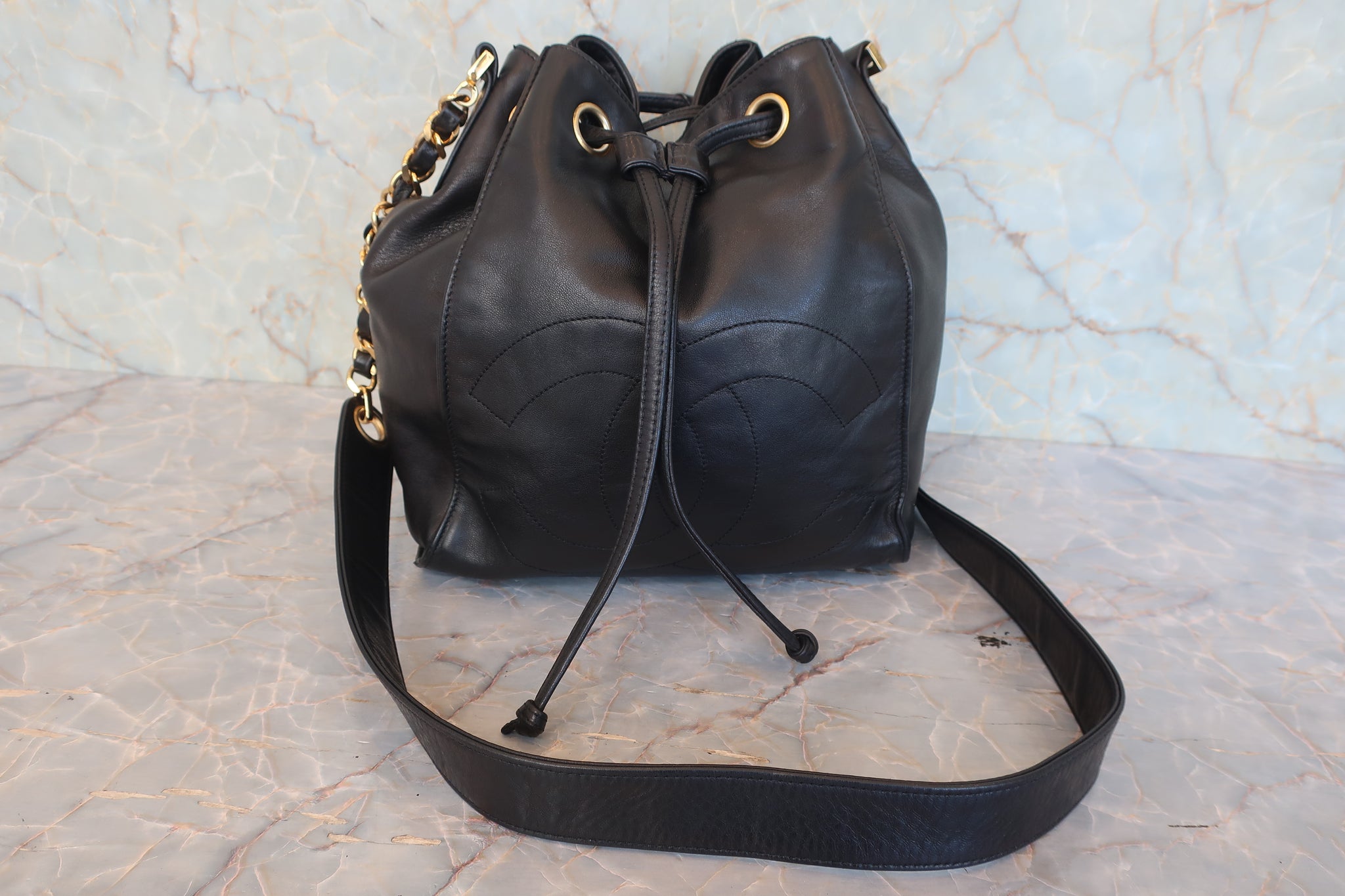 CHANEL/シャネル ココマーク巾着チェーンショルダーバッグ ラムスキン