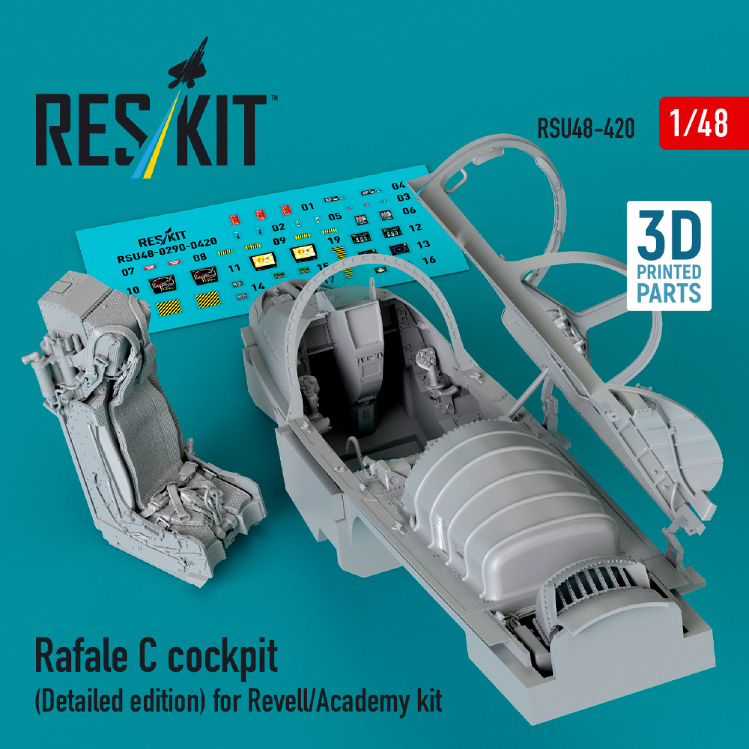Rafale C cockpit (Detailed edition) for Revell/Academy kit (3D
