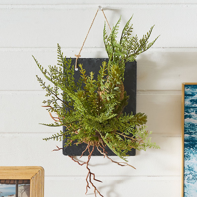 フェイクグリーン ウォールハンギング ビカクシダ アカシア 木製