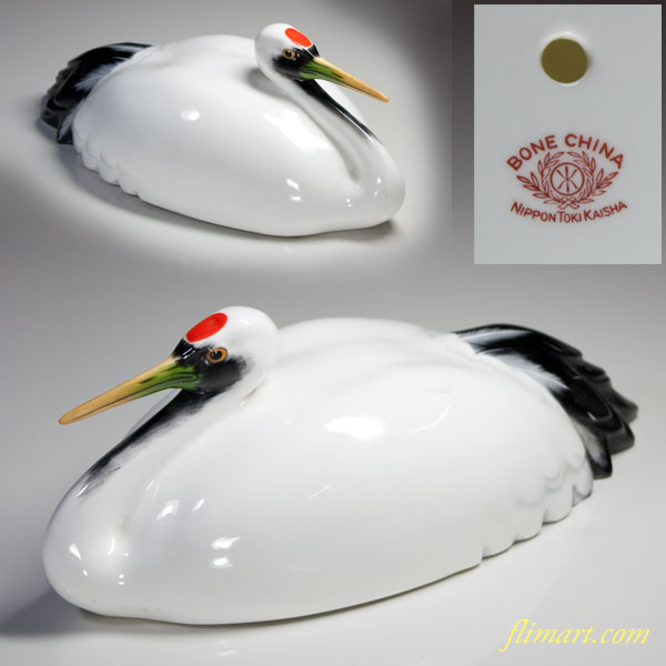 オールドノリタケ日本陶器会社鶴フィギュア : 昭和レトロ食器雑貨