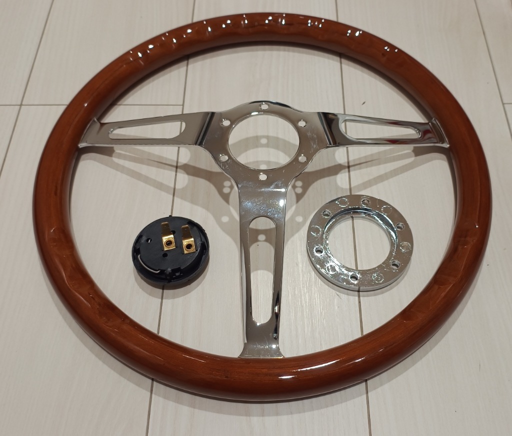 ウッド ステアリング 38Φ 15インチ 6穴 ハンドル レトロ クラシック 旧