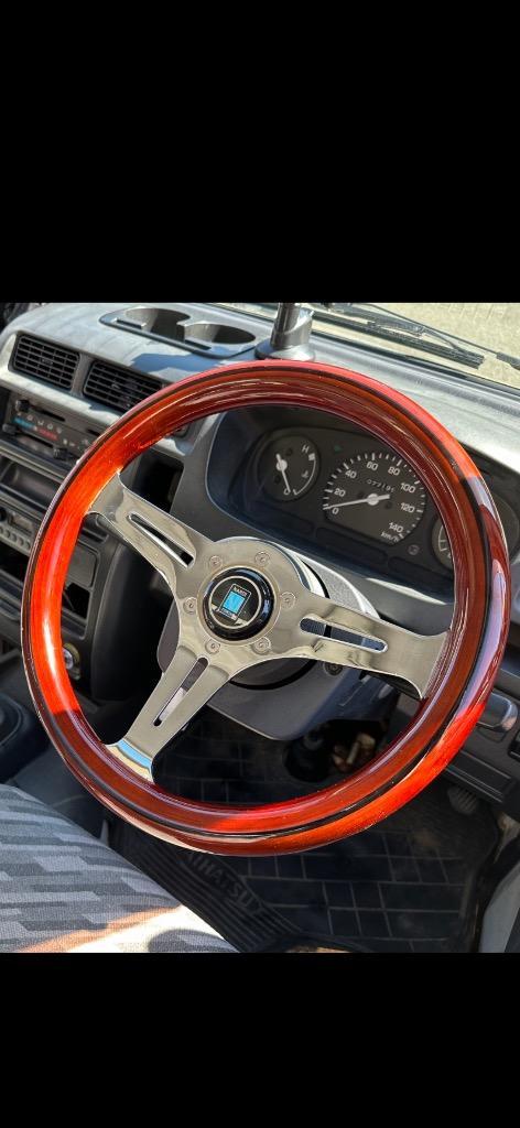 クラシックデザイン ウッドステアリング×メッキスポーク 33パイ ホーン