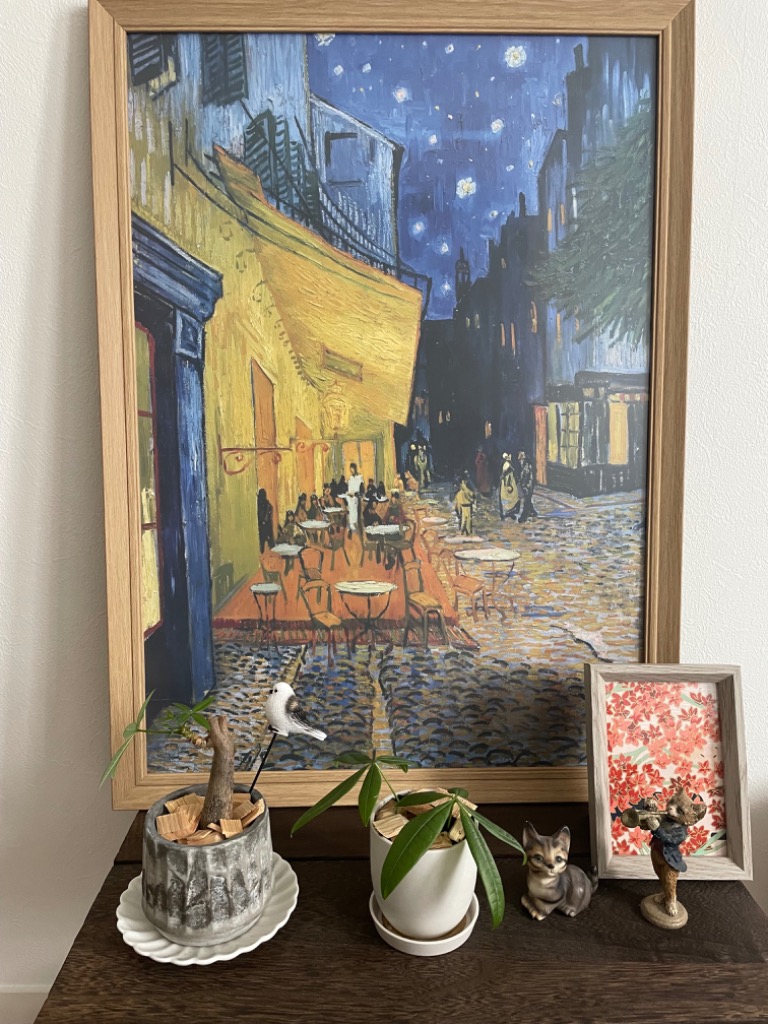 ゴッホ模写 油絵額縁付き 30×40cm名画インテリア 絵画 カフェテラスの