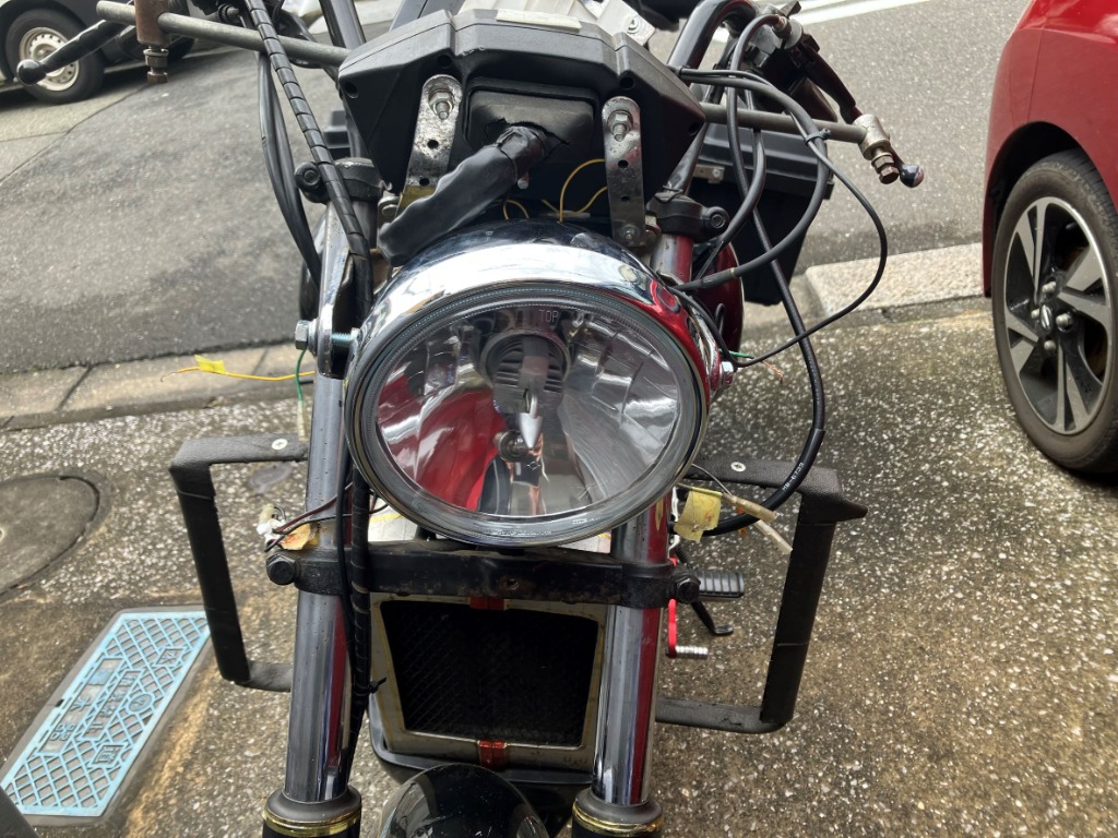 メッキ 160mm ヘッドライト ガラスレンズ 新品 汎用 SR400 SR500