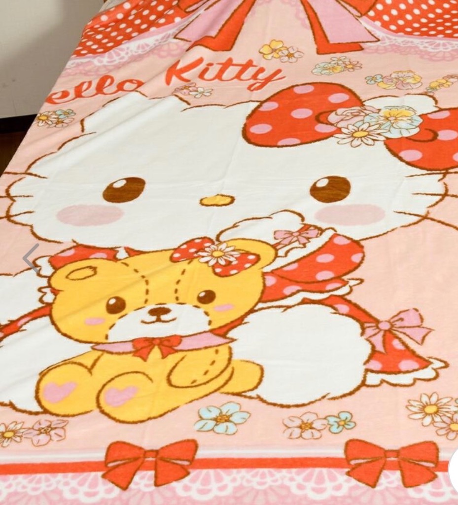 マイクロファイバー毛布 ハローキティ 水玉リボン シャイニーローズ