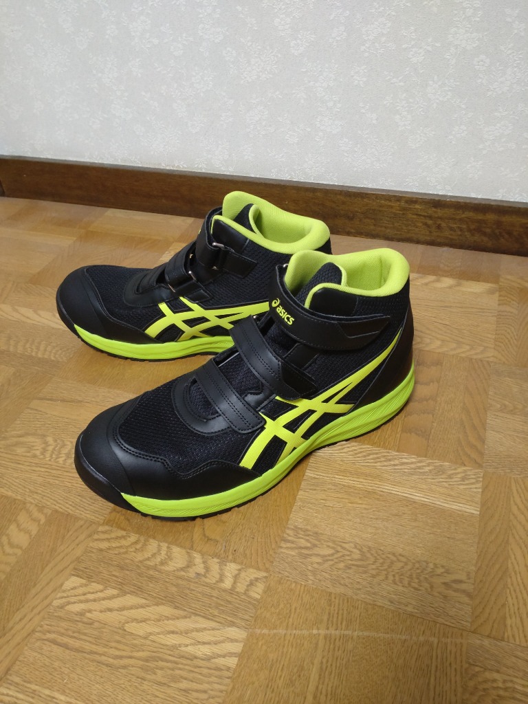 アシックス ウィンジョブ CP216 ブラック×ネオンライム 26.0cm (安全靴