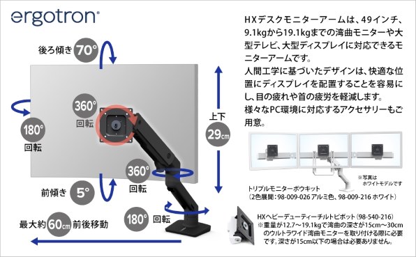 エルゴトロン HX Desk Monitor Arm 45-475-224 [マットブラック] 価格