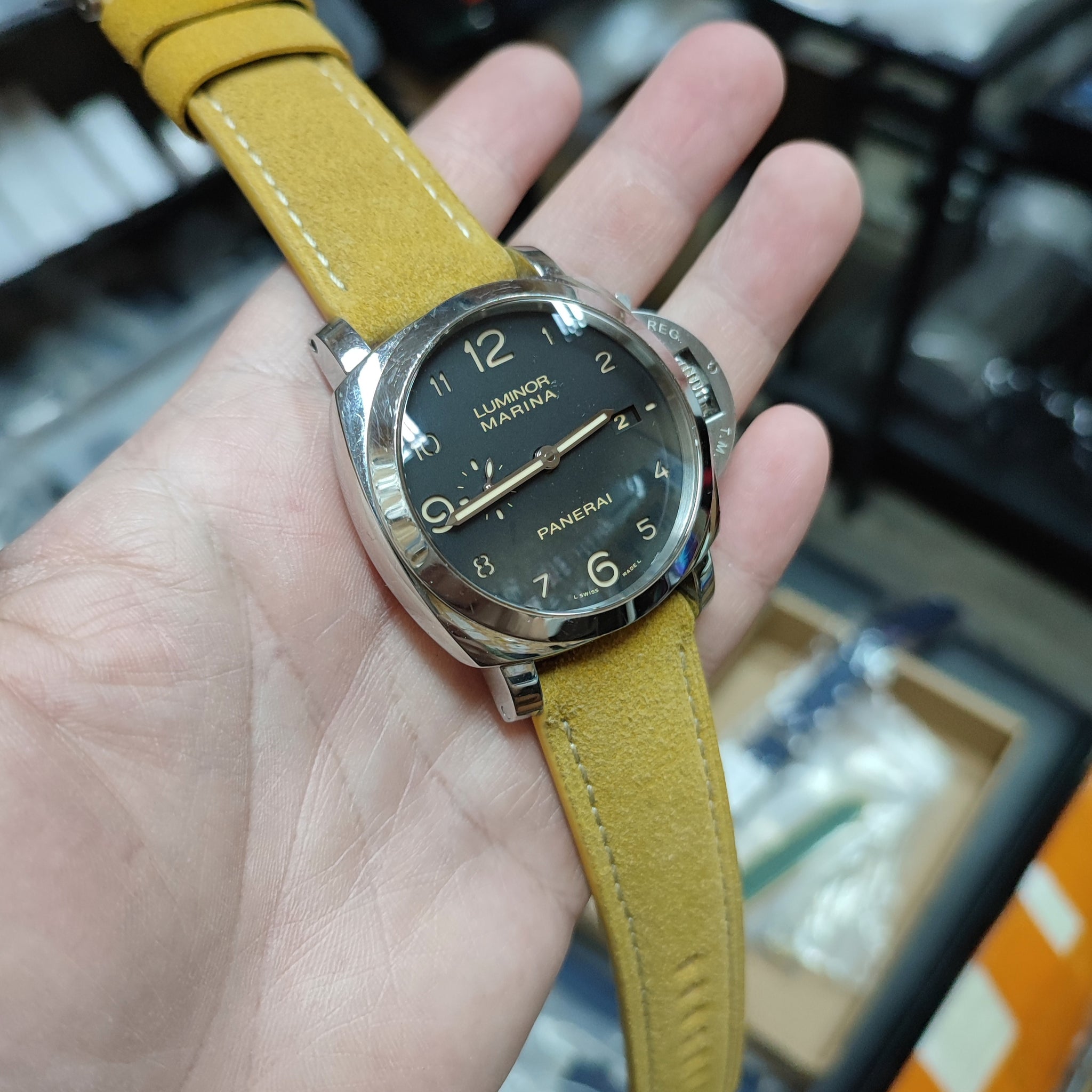 24mm, 26mm Mimosa Yellow Suede Leather Watch Strap For Panerai