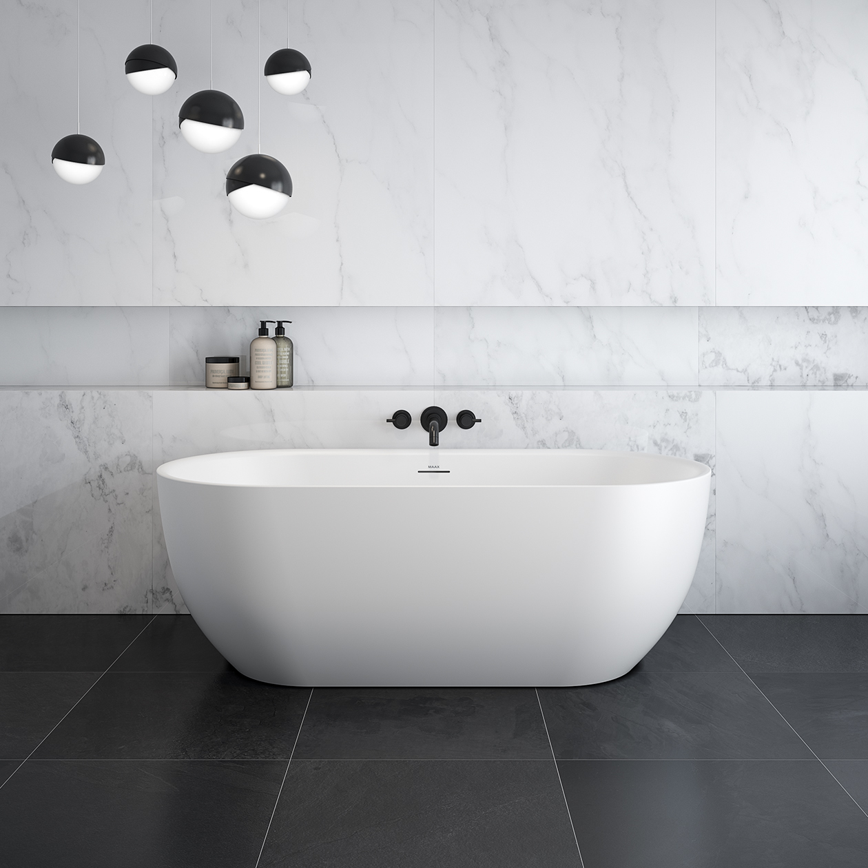 Tosca Matte 6732 Acrylic Freestanding Center Drain Bathtub in