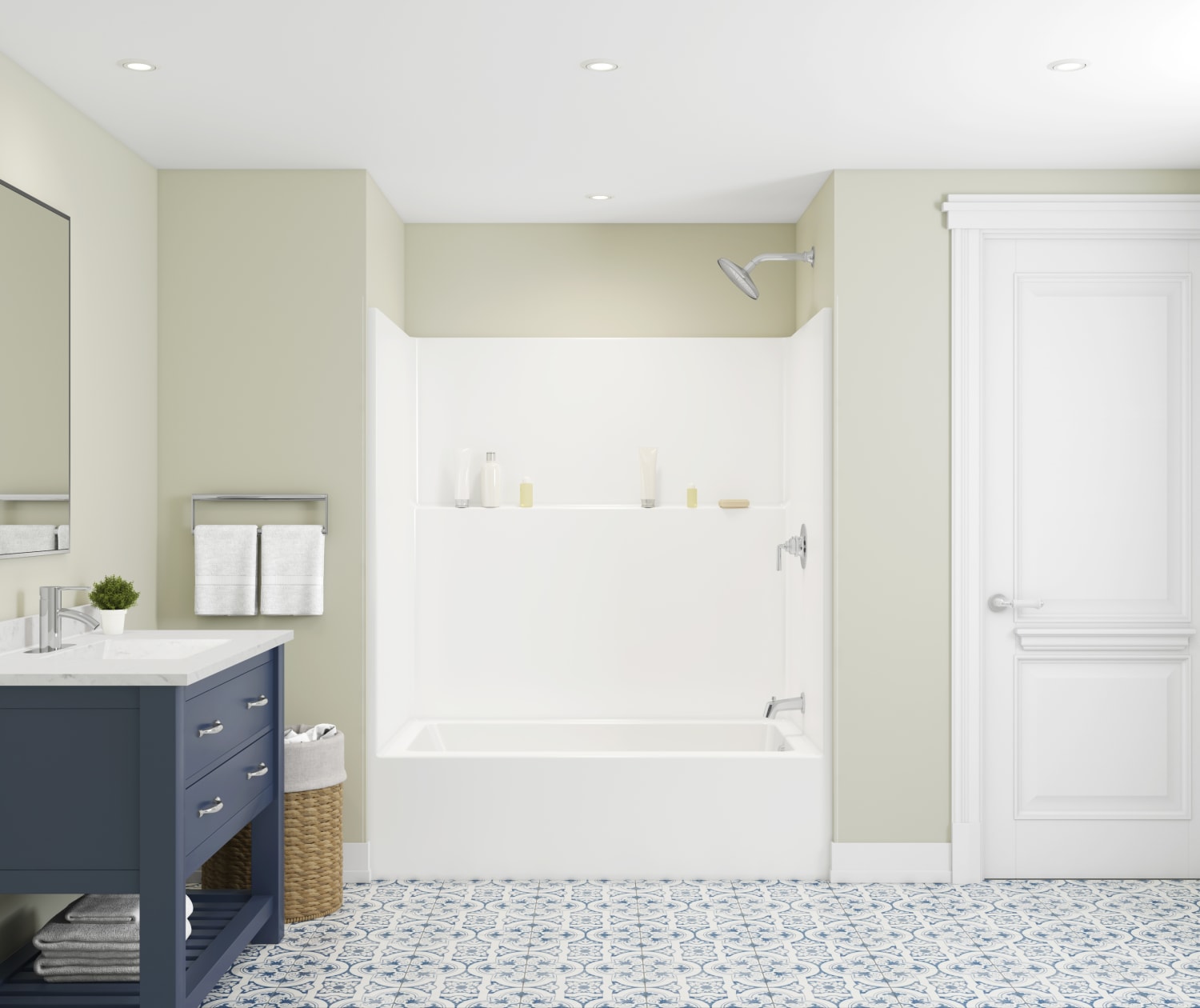 Icon TS6042 Acrylx Alcove Left Hand Drain One-Piece Tub Shower in