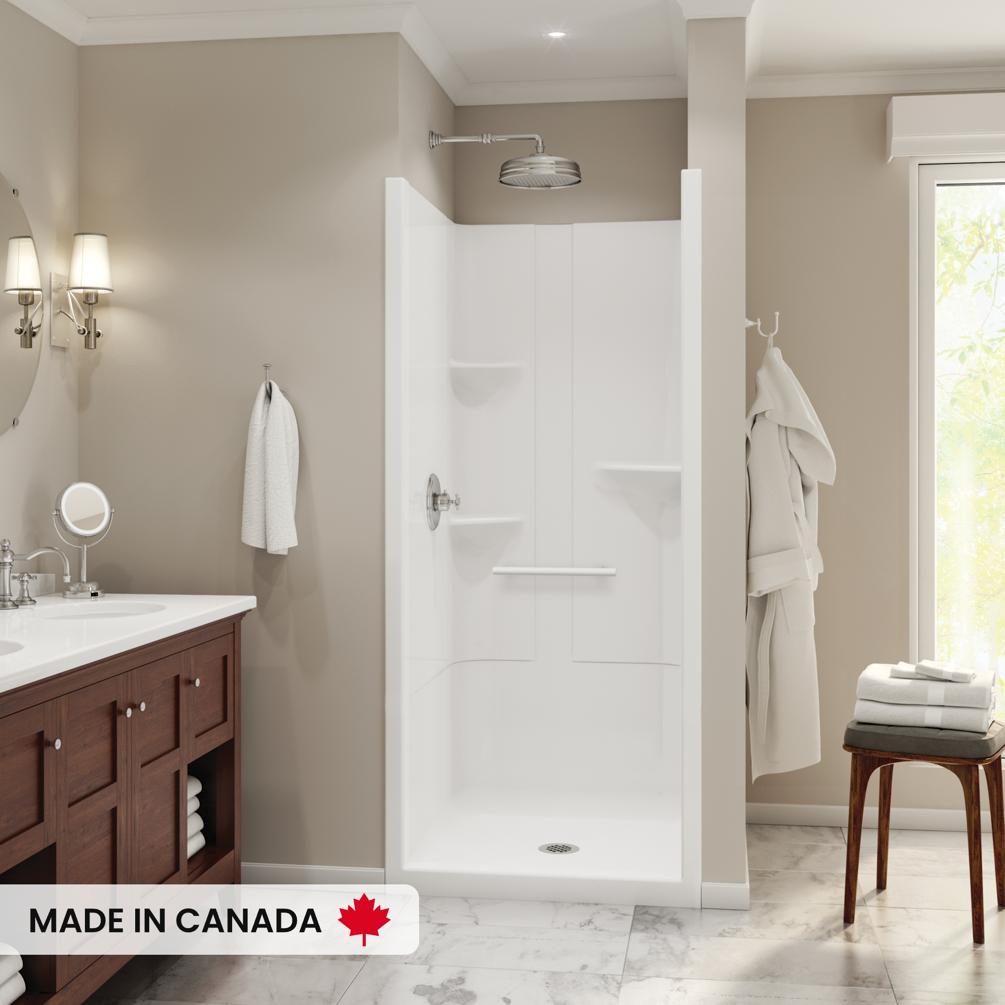 Camelia SH-3636 Acrylic Alcove Center Drain No Seat One-Piece