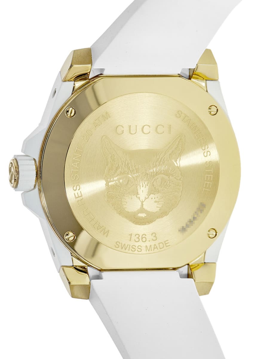 Gucci Dive White Dial 40mm Rubber Strap Men's Watch YA136322