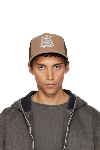 Brown MA Outline Trucker Cap by AMIRI on Sale