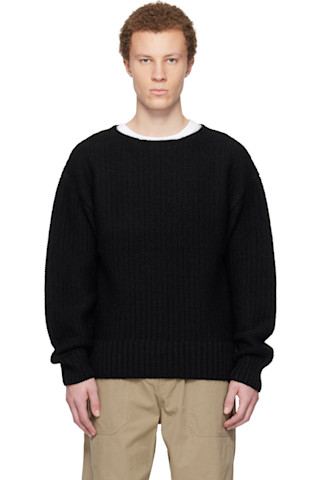 visvim: ブラック ボートネック セーター | SSENSE 日本