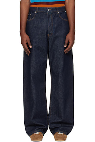 Dries Van Noten: ブルー ストレートレッグ ジーンズ | SSENSE 日本