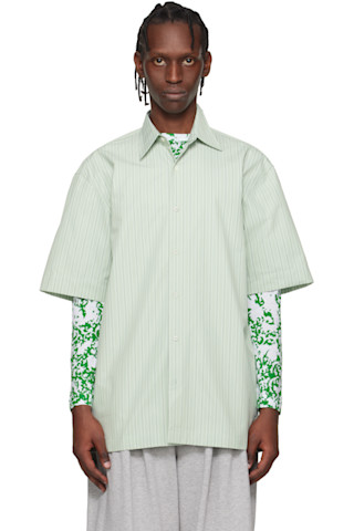 Dries Van Noten: グリーン ストライプ シャツ | SSENSE 日本