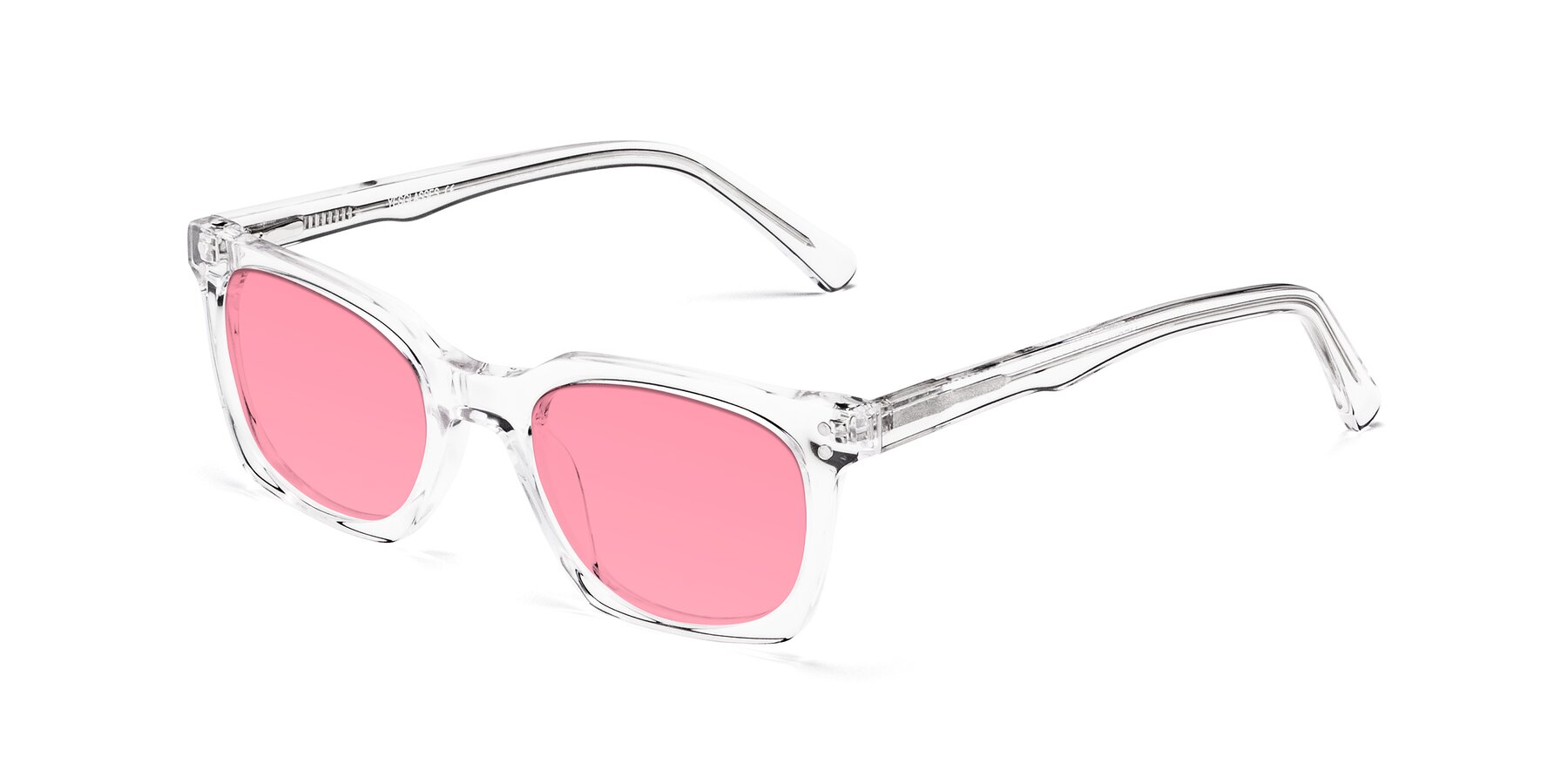 Clear Geek-Chic Square Geometric Tinted Sunglasses with Pink