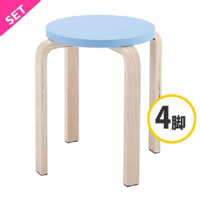 個人宅配送可能商品】木製丸椅子ナチュラル4脚入Z-SHSC-1-4SET