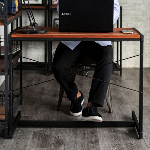 デスク パソコンデスク PCデスク 木製 天然木 アイアン ブラウン 63704