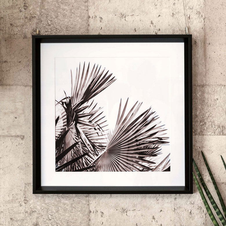 アートフレーム モノトーン ボタニカル リーフ 50×50cm 壁掛け