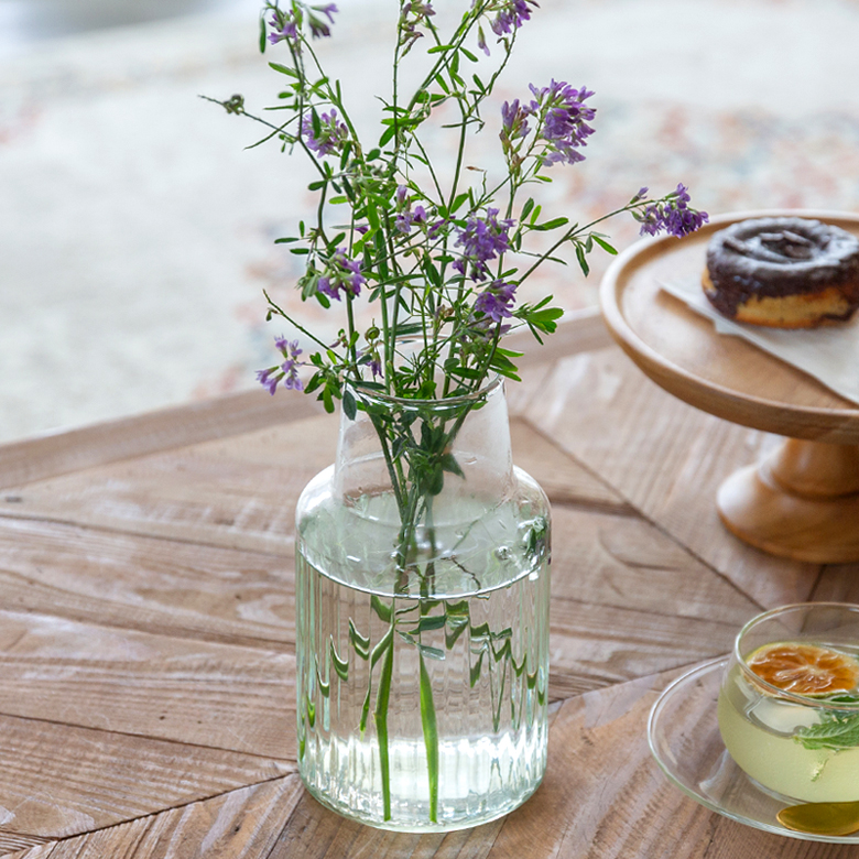 フラワーベース 花瓶 ガラス クリア 直径 10cm 高さ 18cm [90425