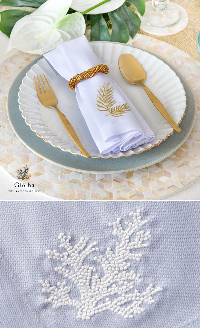 メール便対応】 ナプキン ナフキン マルチクロス ベトナム 刺繍 約 W