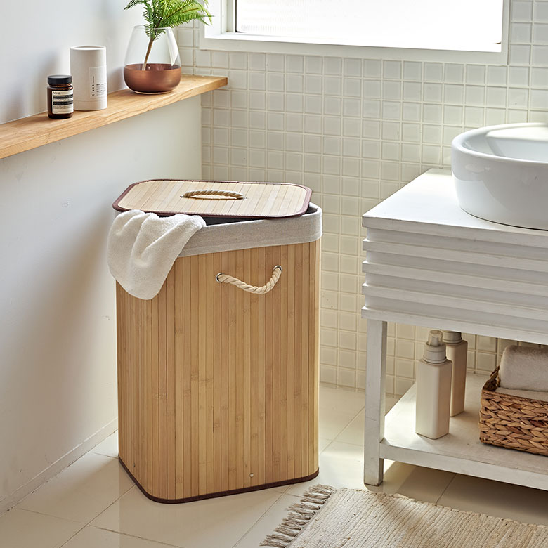 ランドリーバスケット バンブーバスケット 持ち手付 ランドリー