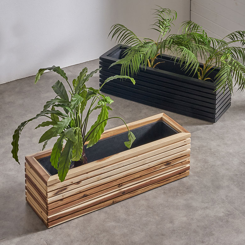 プランターカバー プランターボックス 木製 ウッド 天然木 アカシア L