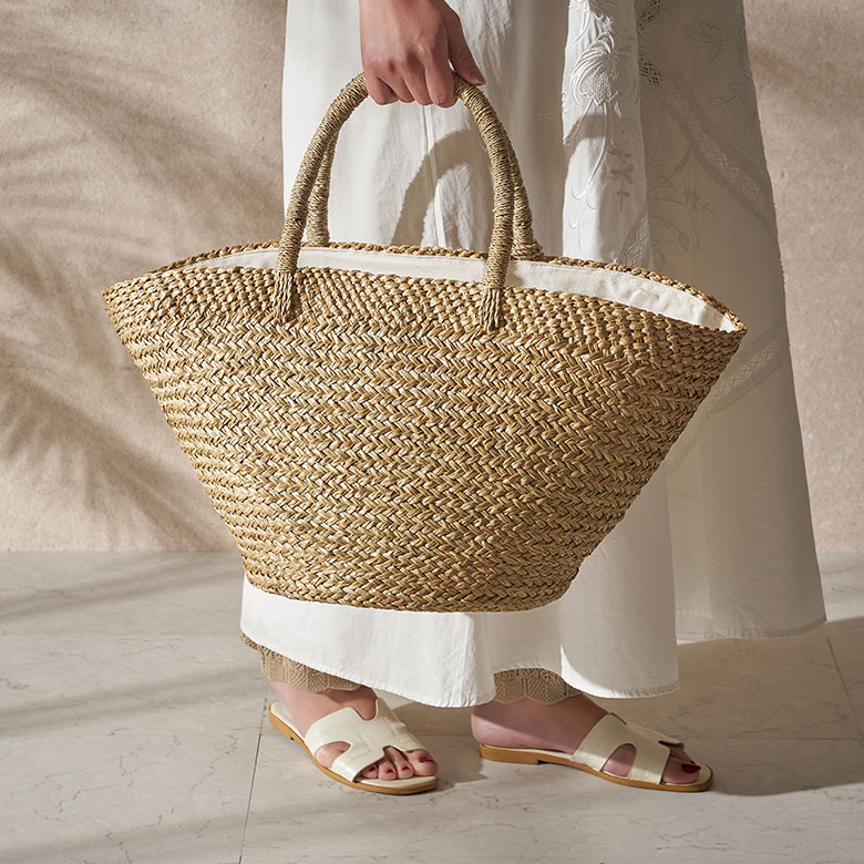 かごバッグ A4 トートバッグ レディース 通勤 軽い 巾着付き パーム