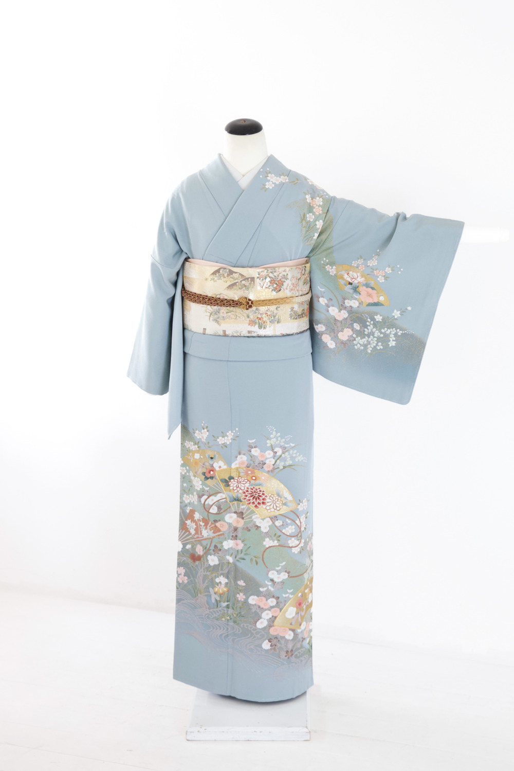 水色地扇に花柄訪問着 - きもの六花（ricca） | 大阪市北区中崎町