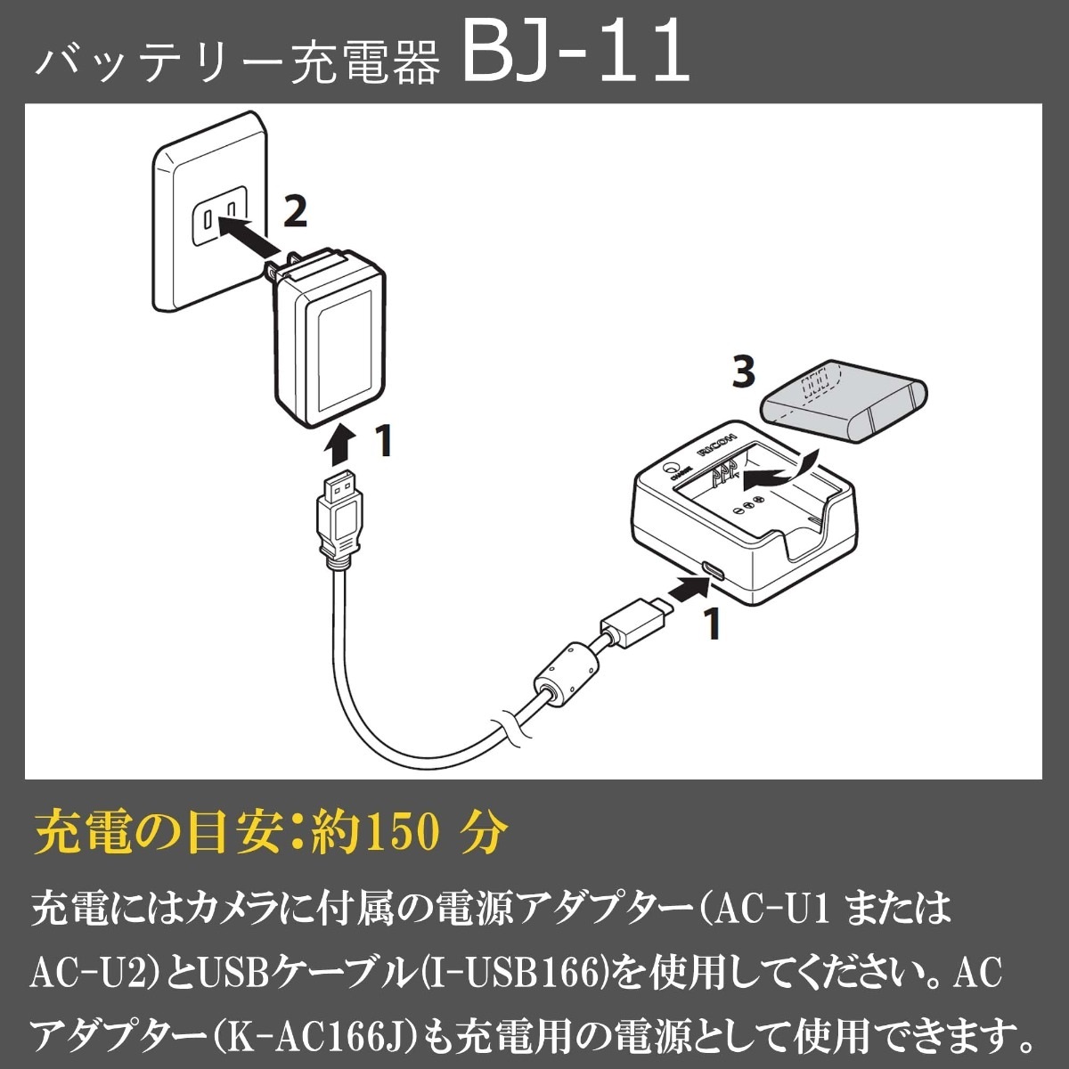 バッテリーチャージャー BJ-11（GR III・GR IIIx用バッテリー DB-110