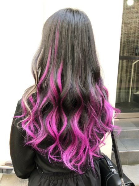 シールエクステでピンクパープルのグラデーションカラー♡