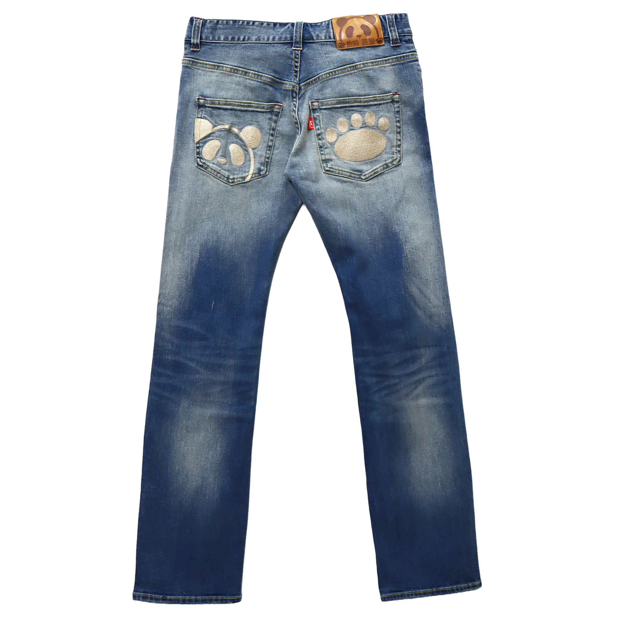 熊猫謹製 スリムストレート ストレッチ デニム パンツ(595650