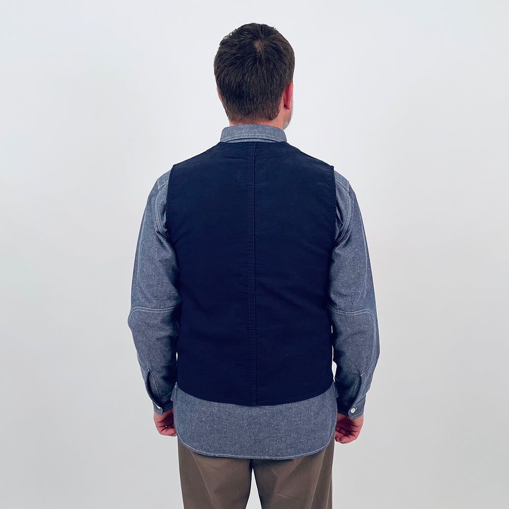 Nigel Cabourn Lybro Dark Navy Moleskin Work Vest – Rivet Clothing