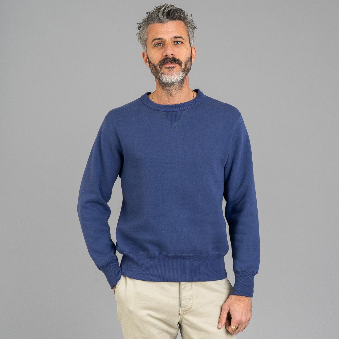 10oz Loopwheeled Crewneck Sweatshirt V2 Navy - The Real McCoy's