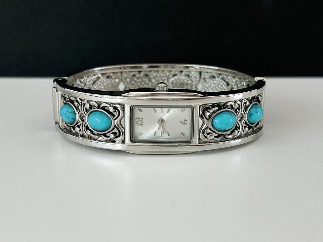 ファッションウォッチ 腕時計 シルバートーン ターコイズブルー