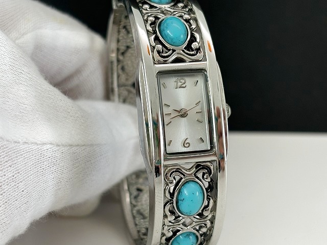 ファッションウォッチ 腕時計 シルバートーン ターコイズブルー