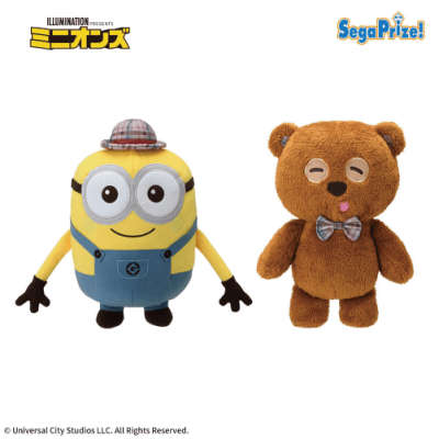 ミニオン Lぬいぐるみ“ボブ＆ティム” 〜チェックスタイル