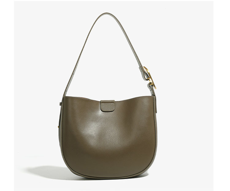 Women's Minimalist Genuine Leather Wide-Strap Shoulder Bag - ROMY TISA