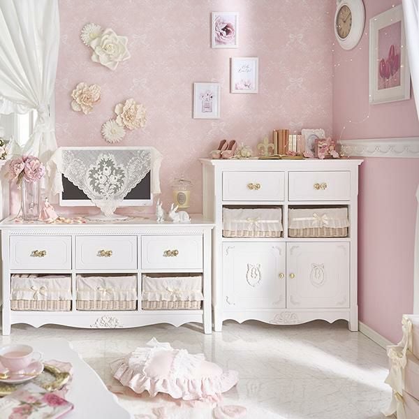 直送】アンティーク風バスケット付きキャビネット(小)/chainon