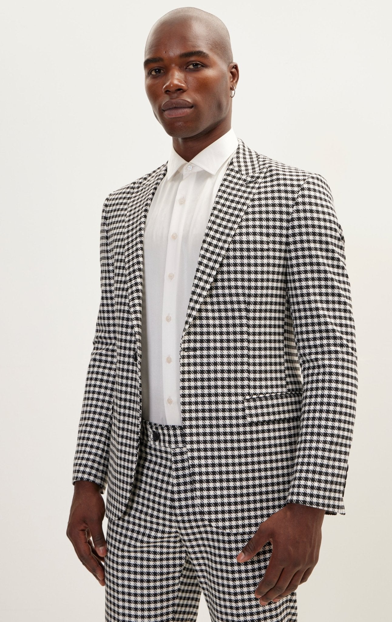 Houndstooth Weaving Peak Lapek Suit With Matching Pants - Ron Tomson