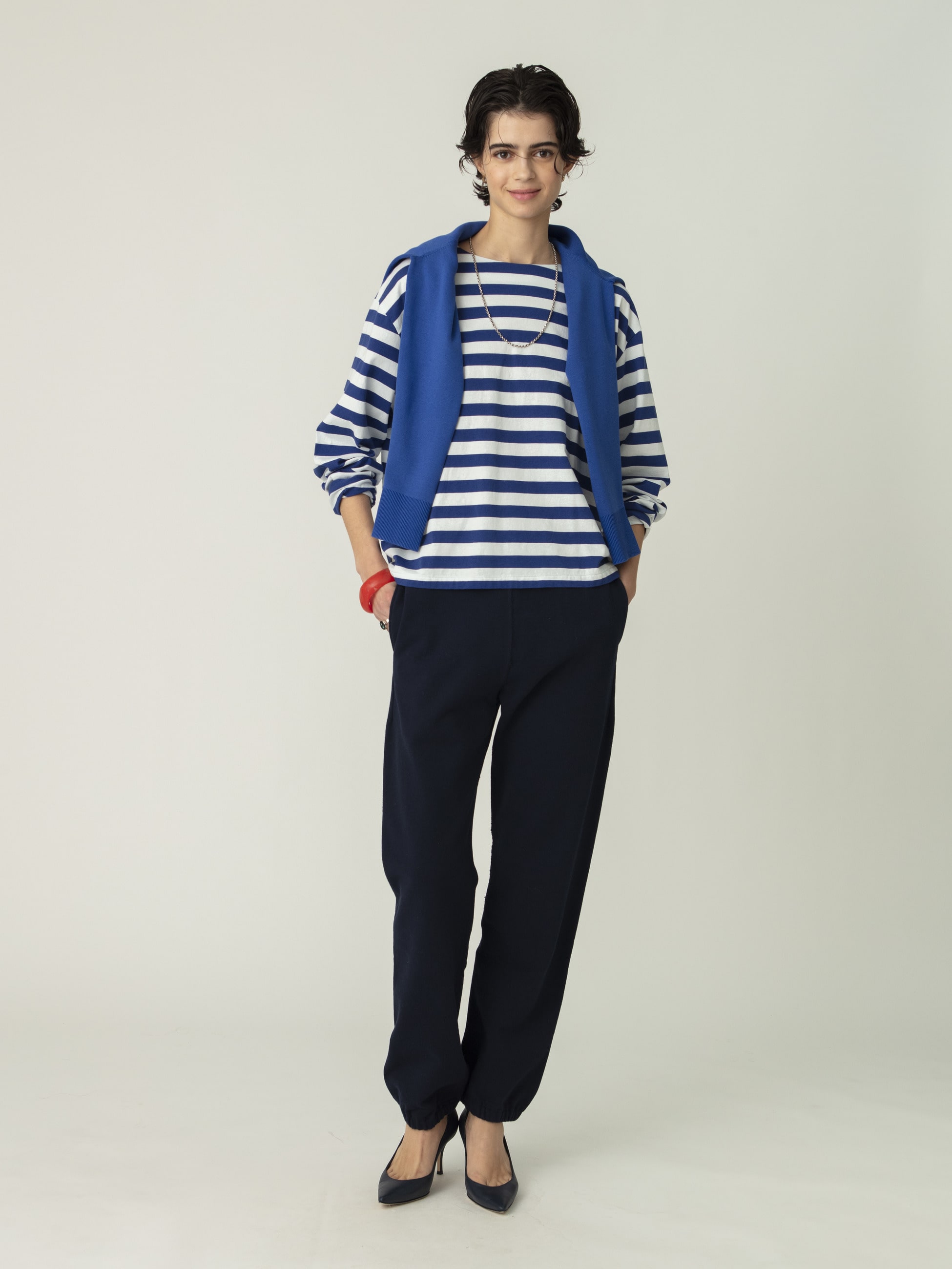 スウェット イージー パンツ（ホワイト/ネイビー）｜RH Vintage(アール