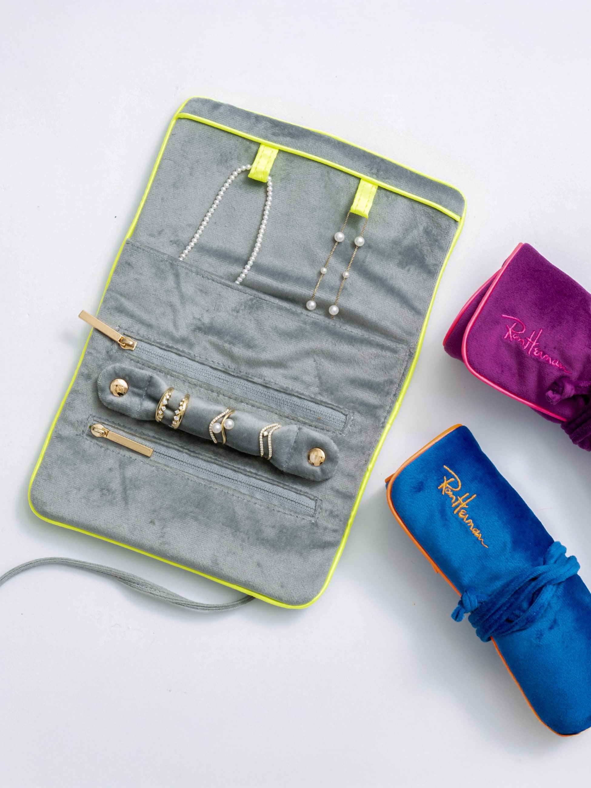 ジュエリー トラベル ポーチ（ブルー/パープル/グレー）｜Ron Herman