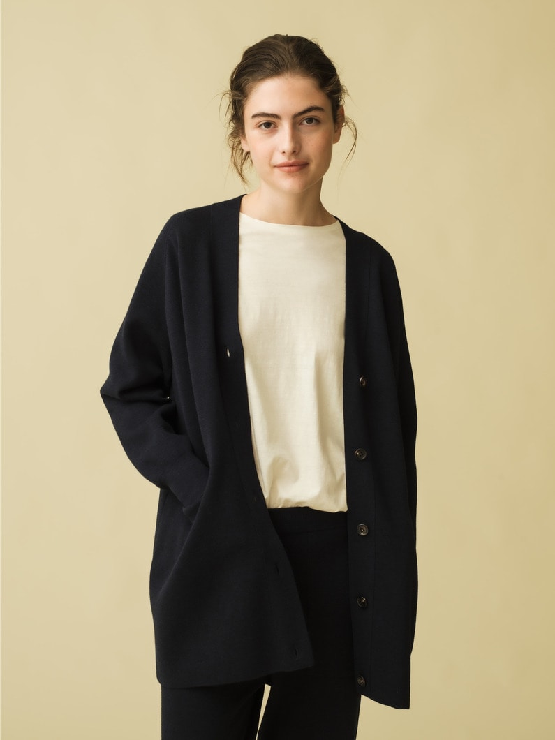 アルビ エルマンノシェルビーノ ロング カーディガン アンゴラ ウール