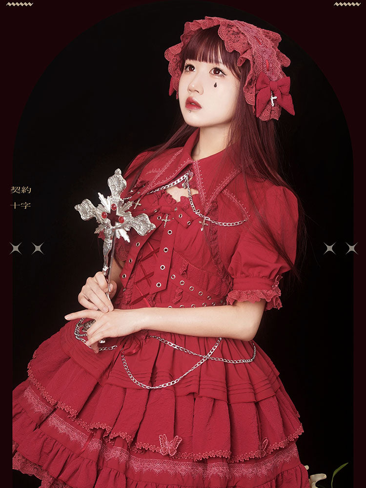 十字契約 ベルトリボンジャンパースカートとボレロのセット 全6色