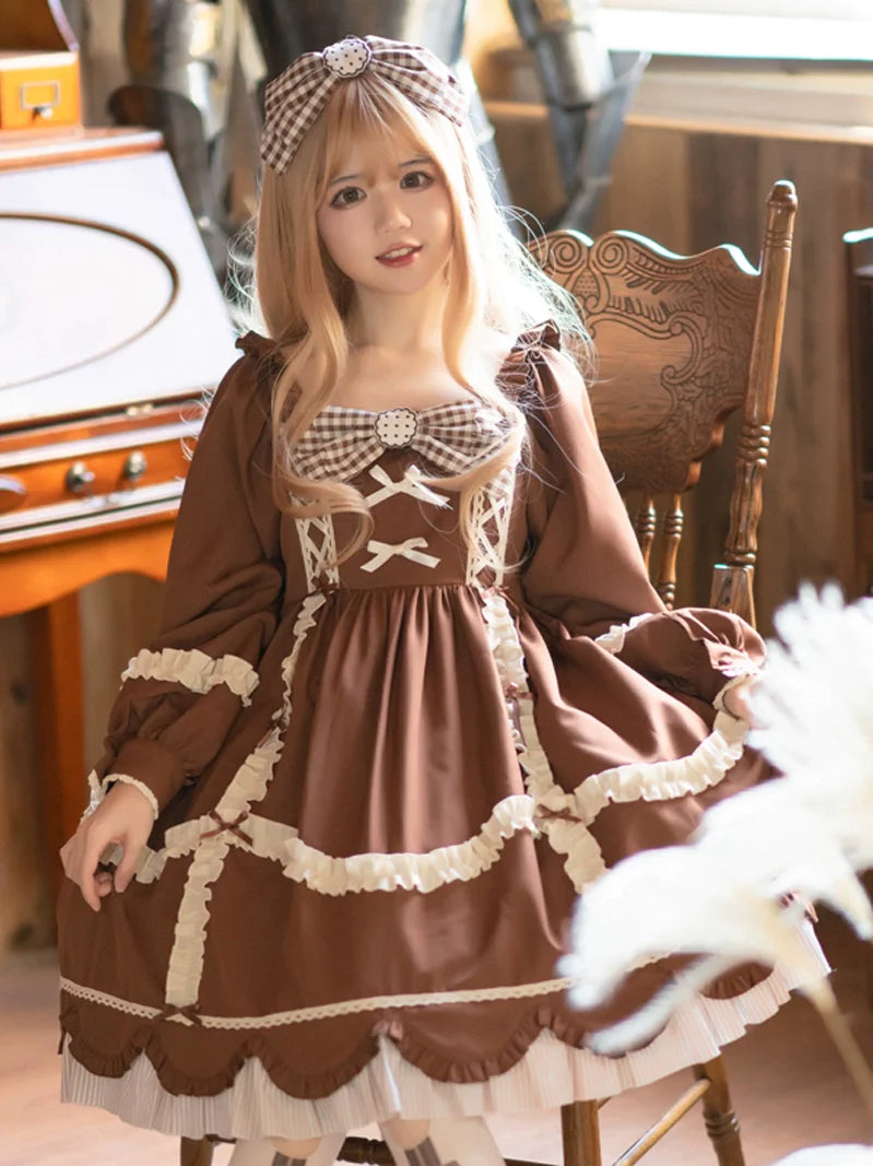 Three o'clock ビスケットブラウンワンピース – ロリータファッション