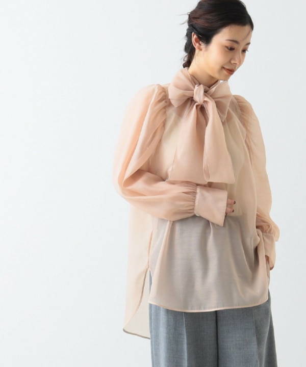 Demi-Luxe BEAMS 【ビームスの百名品】オーガンジー リボンブラウス