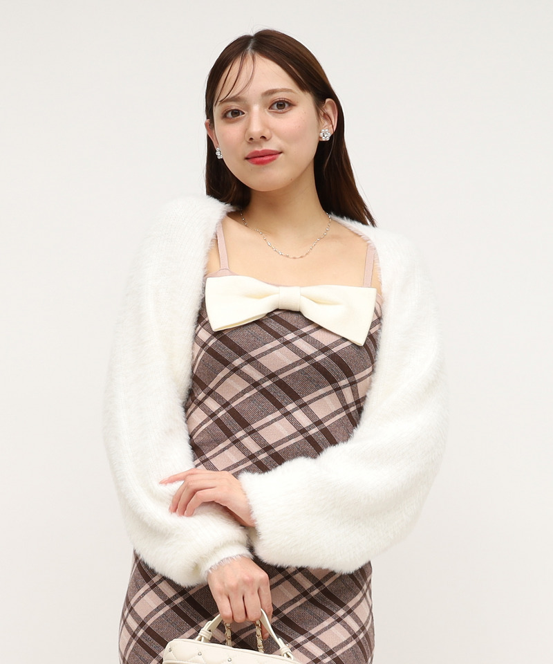 リボンチェックシャギーボレロアンサンブル｜ROYAL PARTY ロイヤル