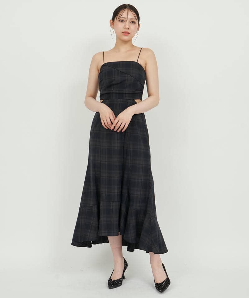 チェック柄カッティングキャミフレアワンピース｜ROYAL PARTY ロイヤル